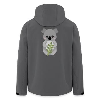Koala mit Blattumarmung - Recycelte Männer Softshell-Jacke von Stanley/Stella - Schwarz - Hinten - AI Model Male 185 light (185cm)