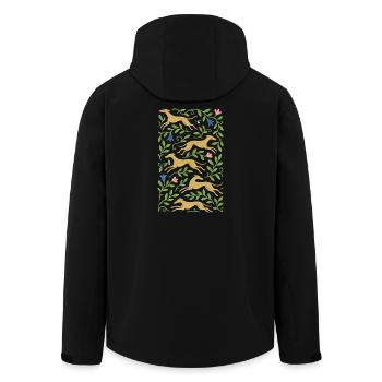 Golden Gallop in Floral Vines - Men’s Recycled Softshell Jacket by Stanley/Stella - black - Back - AI Model Male 185 light (185cm)