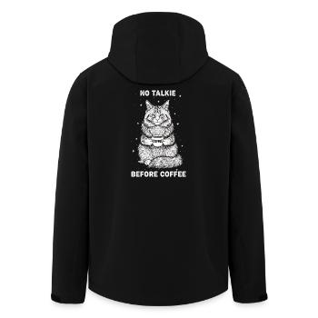 Pas de conversation devant un chat amateur de café - Veste softshell homme en polyester recyclé Stanley/Stella - noir - Dos - AI Model Male 185 light (185cm)