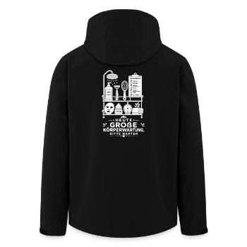 Luxusdusche als Wochenritual - Recycelte Männer Softshell-Jacke von Stanley/Stella - Schwarz - Hinten - AI Model Male 185 light (185cm)