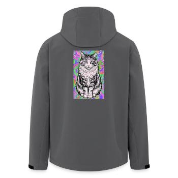 Katze - Recycelte Männer Softshell-Jacke von Stanley/Stella - Schwarz - Hinten - AI Model Male 185 light (185cm)