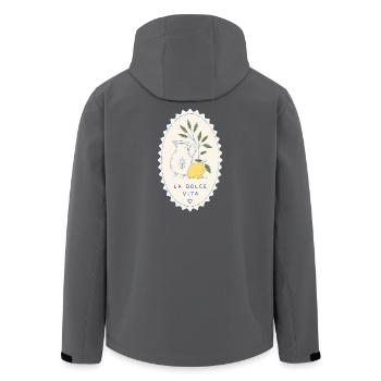 La Dolce Vita Zitronenglas-Stempel - Recycelte Männer Softshell-Jacke von Stanley/Stella - Anthrazit - Hinten - AI Model Male 185 light (185cm)
