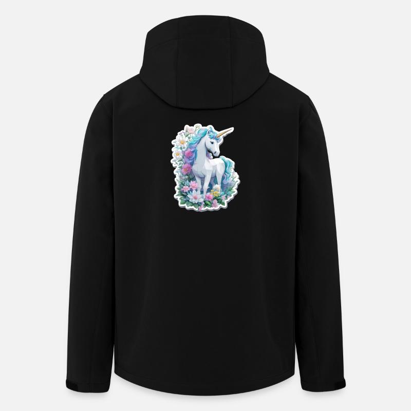 Einhorn im Blumengarten - Recycelte Männer Softshell-Jacke von Stanley/Stella - Schwarz