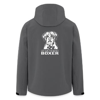 Boxer life is better Hunde Spruch Hund Wilsigns - Recycelte Männer Softshell-Jacke von Stanley/Stella - Anthrazit - Hinten - AI Model Male 185 light (185cm)