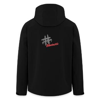 Slogan de l’étiquette de trappe Vibetastic - Veste softshell homme en polyester recyclé Stanley/Stella - noir - Dos - AI Model Male 185 light (185cm)