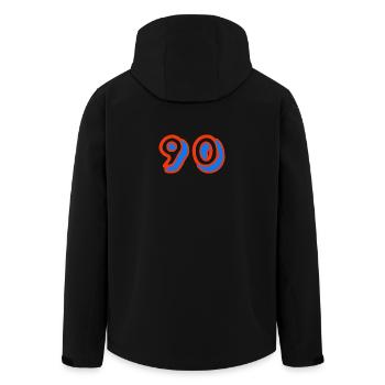 90. 90 YEARS. 90TH ANNIVERSARY. 90TH ANNIVERSARY. - Men’s Recycled Softshell Jacket by Stanley/Stella - black - Back - AI Model Male 185 light (185cm)