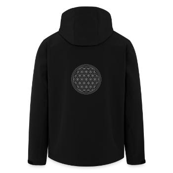Fleur de vie en argent - Veste softshell homme en polyester recyclé Stanley/Stella - noir - Dos - AI Model Male 185 light (185cm)