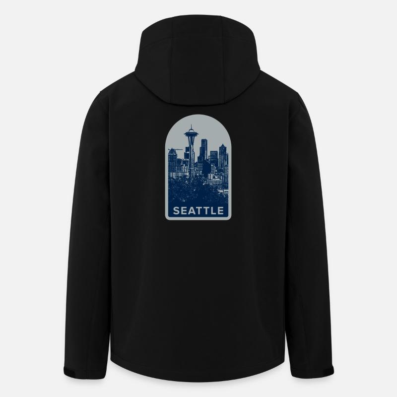 Seattle Skyline Abzeichen - Recycelte Männer Softshell-Jacke von Stanley/Stella - Schwarz