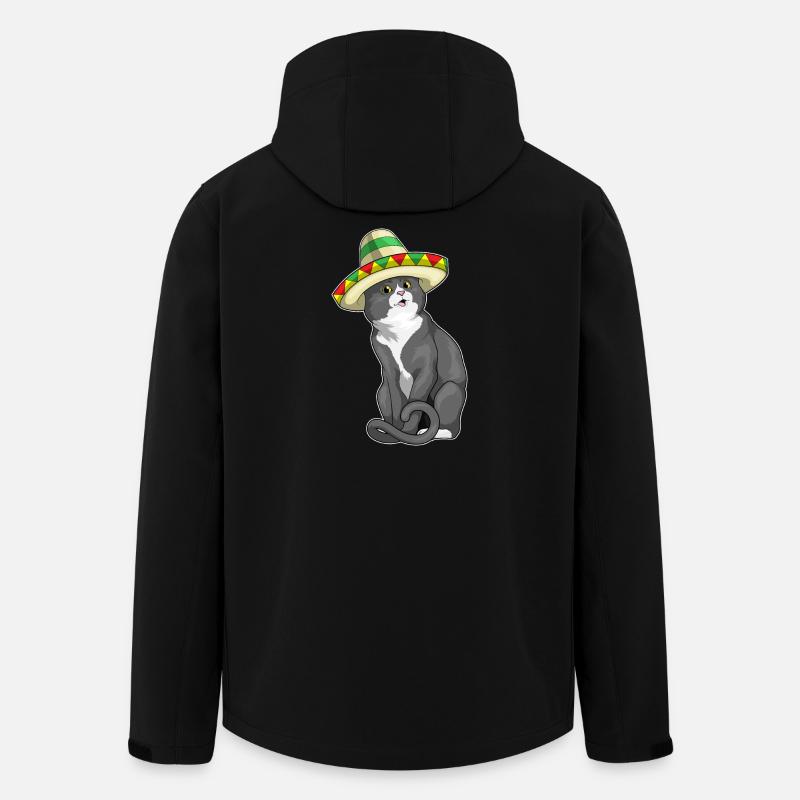 Katze Sombrero - Recycelte Männer Softshell-Jacke von Stanley/Stella - Schwarz