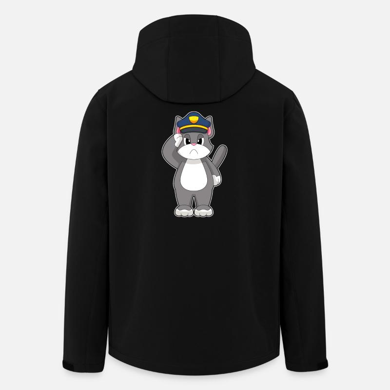 Chat, Policier, Police - Veste softshell homme en polyester recyclé Stanley/Stella - noir
