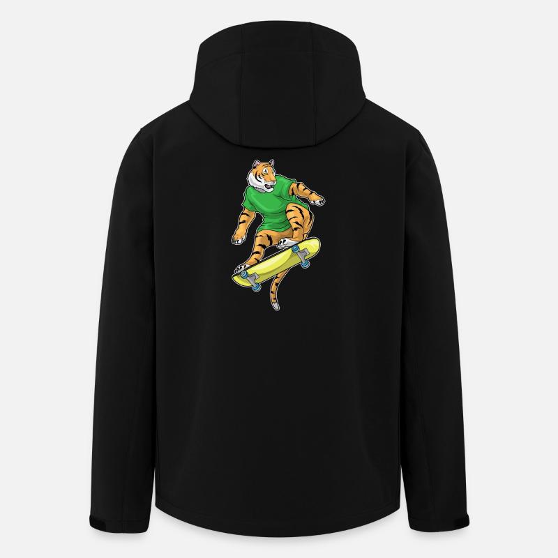 Tiger Skater Skateboard - Men’s Recycled Softshell Jacket by Stanley/Stella - black