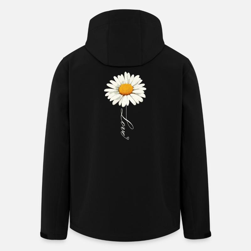 Gänseblümchenblume mit Liebe Skript - Recycelte Männer Softshell-Jacke von Stanley/Stella - Schwarz