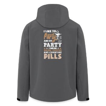Partygetränk Kaffee Zählende Pillen Apothekerin - Recycelte Männer Softshell-Jacke von Stanley/Stella - Anthrazit - Hinten - AI Model Male 185 light (185cm)