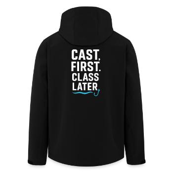 Cast First Class Later - Men’s Recycled Softshell Jacket by Stanley/Stella - black - Back - AI Model Male 185 light (185cm)