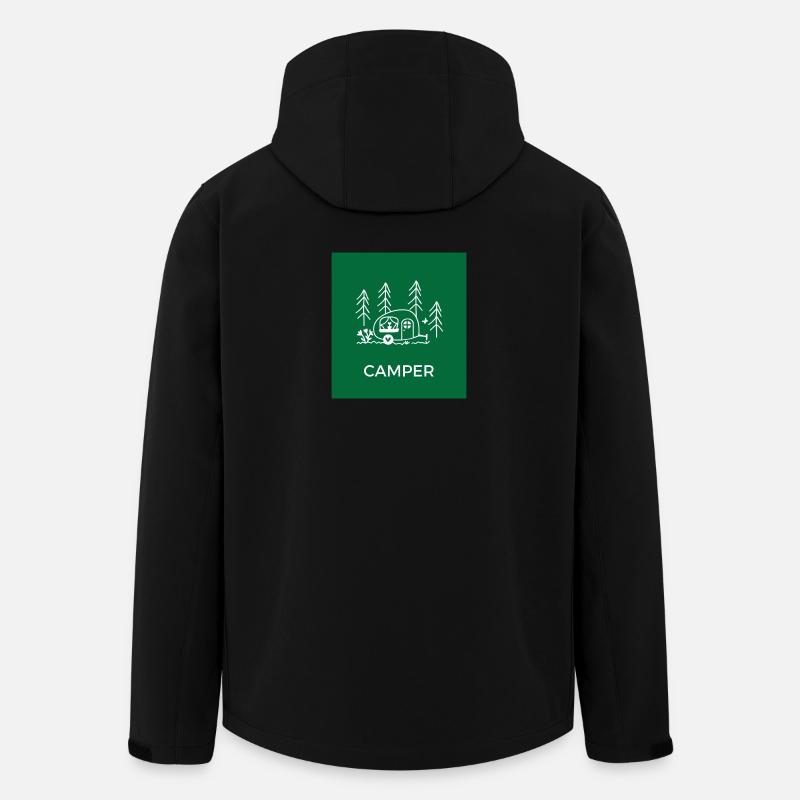 Waldcamping Skizze Zelt Camper - Recycelte Männer Softshell-Jacke von Stanley/Stella - Schwarz