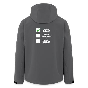Maison construite (plantée dans un arbre, enfant engendré) blanche - Veste softshell homme en polyester recyclé Stanley/Stella - charbon - Dos - AI Model Male 185 light (185cm)