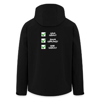 House built, tree planted, child conceived (white) - Men’s Recycled Softshell Jacket by Stanley/Stella - black - Back - AI Model Male 185 light (185cm)