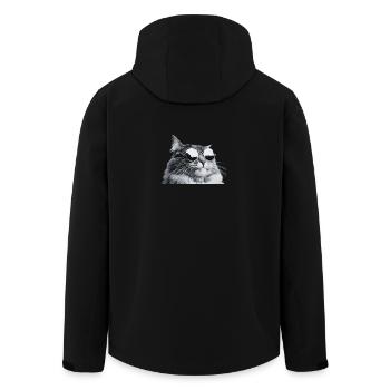 Graue Katze mit Sonnenbrille Porträt - Recycelte Männer Softshell-Jacke von Stanley/Stella - Schwarz - Hinten - AI Model Male 185 light (185cm)
