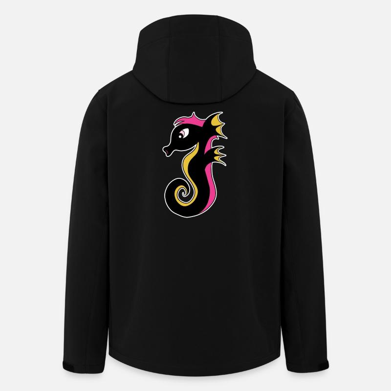 Hippocampe néon en fleurs - Veste softshell homme en polyester recyclé Stanley/Stella - noir