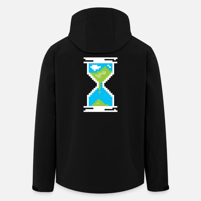 Pixel Sanduhr Symbol -Landschaft der Erde - Recycelte Männer Softshell-Jacke von Stanley/Stella - Schwarz