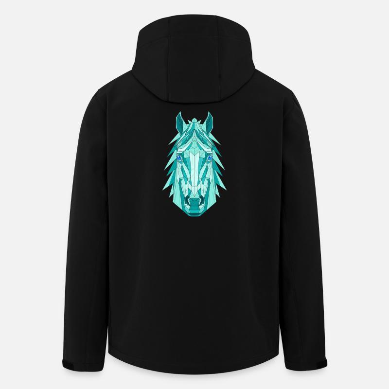 Geometrisches Pferd: Teal Prisma - Recycelte Männer Softshell-Jacke von Stanley/Stella - Schwarz