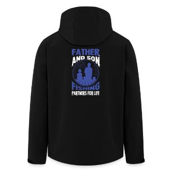 Vater & Sohn Angeln Geschenk  - Recycelte Männer Softshell-Jacke von Stanley/Stella - Schwarz - Hinten - AI Model Male 185 light (185cm)