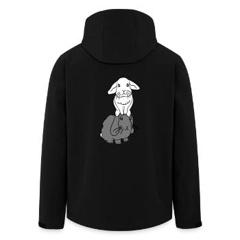 2 Bunnies Friends Team Crew Couple Two Sitting On Head - Men’s Recycled Softshell Jacket by Stanley/Stella - black - Back - AI Model Male 185 light (185cm)