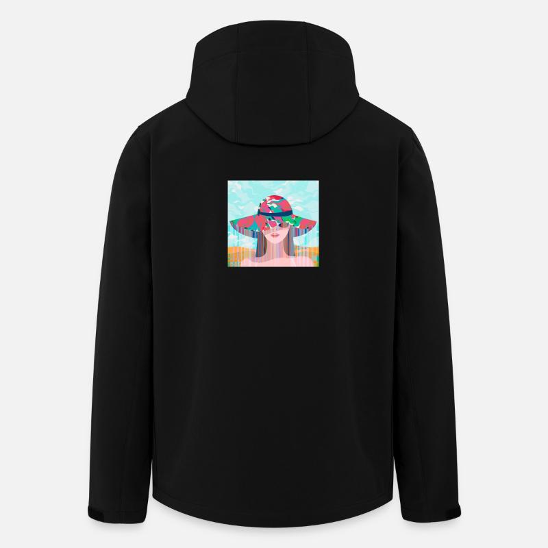 Frau mit psychedelischem farbigem Hut - Recycelte Männer Softshell-Jacke von Stanley/Stella - Schwarz
