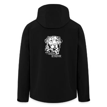 Loved by a Golden Retriever Dog Saying Wilsigns - Men’s Recycled Softshell Jacket by Stanley/Stella - black - Back - AI Model Male 185 light (185cm)