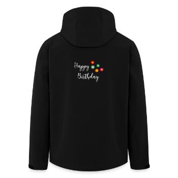 Birthday. HAPPY BIRTHDAY. Happy birthday. - Men’s Recycled Softshell Jacket by Stanley/Stella - black - Back - AI Model Male 185 light (185cm)