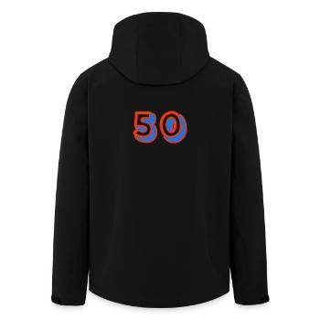 50. 50 YEARS. 50th ANNIVERSARY. 50TH ANNIVERSARY. - Men’s Recycled Softshell Jacket by Stanley/Stella - black - Back - AI Model Male 185 light (185cm)