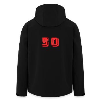 50. 50 JAHRE. 50-JÄHRIGES JUBILÄUM. 50-JÄHRIGES JUBILÄUM. - Recycelte Männer Softshell-Jacke von Stanley/Stella - Schwarz - Hinten - AI Model Male 185 light (185cm)