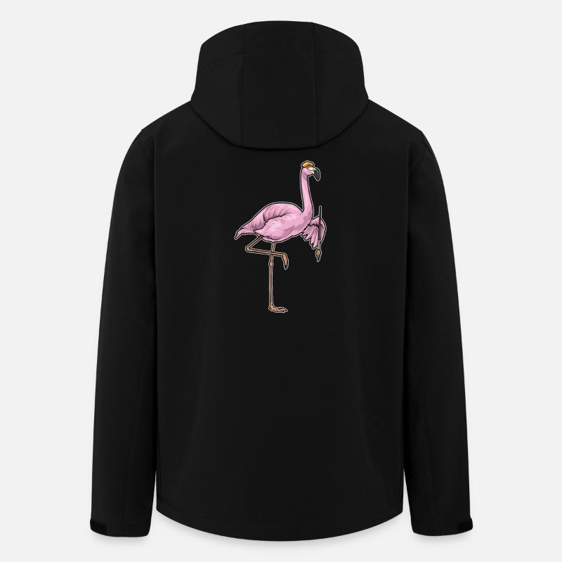 Flamingo Painter Brush Painting - Men’s Recycled Softshell Jacket by Stanley/Stella - black