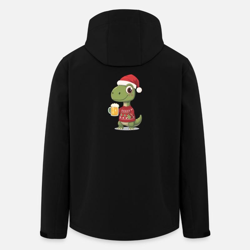 Dino Weihnachts-Festpullover - Recycelte Männer Softshell-Jacke von Stanley/Stella - Schwarz