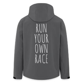 RUN YOUR OWN RACE - Men’s Recycled Softshell Jacket by Stanley/Stella - black - Back - AI Model Male 185 light (185cm)