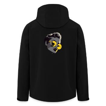 Pop Art Woman with Yellow Sunglasses Lady Noir - Men’s Recycled Softshell Jacket by Stanley/Stella - black - Back - AI Model Male 185 light (185cm)