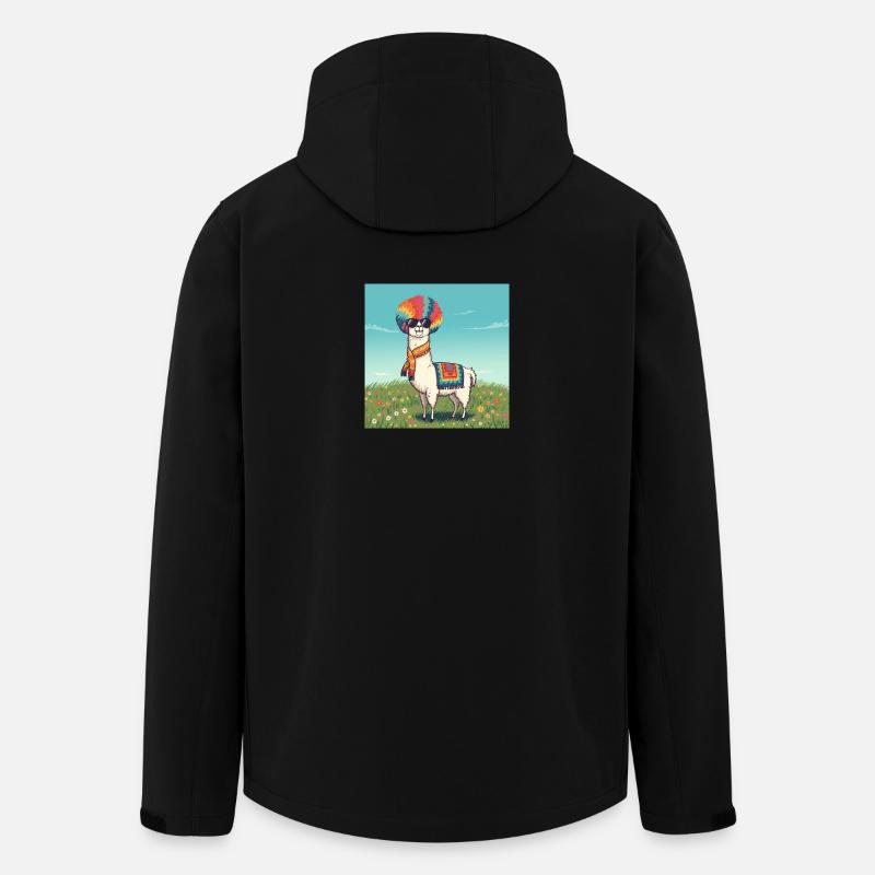 Funky Regenbogen Lama - Recycelte Männer Softshell-Jacke von Stanley/Stella - Schwarz