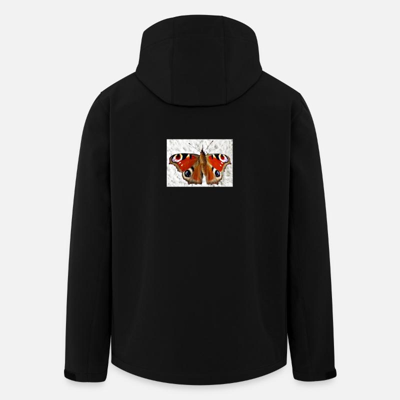 Pfauenauge Schmetterling Muster - Recycelte Männer Softshell-Jacke von Stanley/Stella - Schwarz