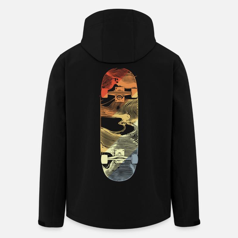 Dessin de skateboard rétro - Veste softshell homme en polyester recyclé Stanley/Stella - noir