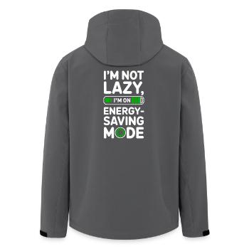 Funny Lazy T-Shirt – Energy-Saving Mode - Men’s Recycled Softshell Jacket by Stanley/Stella - anthracite - Back - AI Model Male 185 light (185cm)