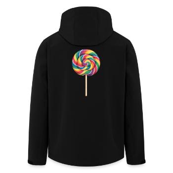 Bunter Regenbogen Lolli Spiral Look - Recycelte Männer Softshell-Jacke von Stanley/Stella - Schwarz - Hinten - AI Model Male 185 light (185cm)