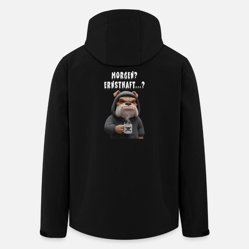 Grumpy Bulldog with Coffee Saying - Men’s Recycled Softshell Jacket by Stanley/Stella - black