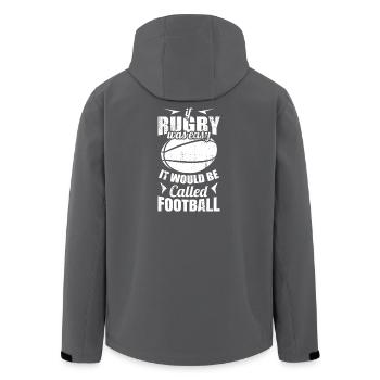 funny rugby saying - Men’s Recycled Softshell Jacket by Stanley/Stella - black - Back - AI Model Male 185 light (185cm)