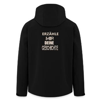 ERZÄHLE MIR DEINE GESCHICHTE - Recycelte Männer Softshell-Jacke von Stanley/Stella - Schwarz - Hinten - AI Model Male 185 light (185cm)