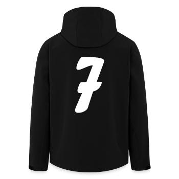 7 - Men’s Recycled Softshell Jacket by Stanley/Stella - black - Back - AI Model Male 185 light (185cm)