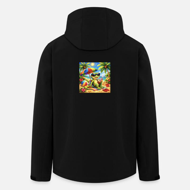 Gecko am Strand mit Sonnenbrille - Recycelte Männer Softshell-Jacke von Stanley/Stella - Schwarz