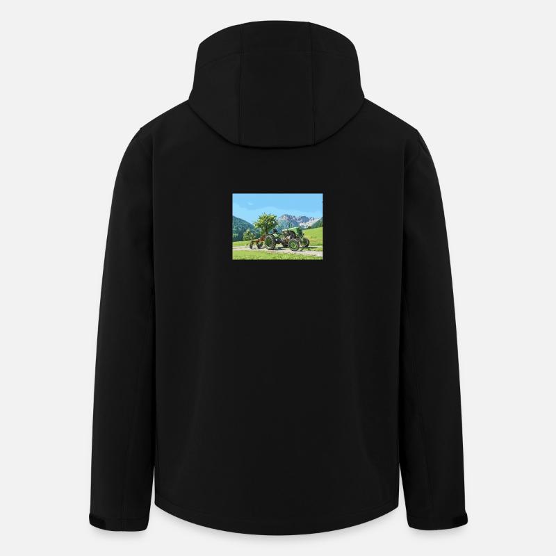 Grüner Vintage-Traktor Alpenlandschaft 15er Steyr - Recycelte Männer Softshell-Jacke von Stanley/Stella - Schwarz