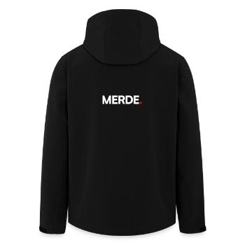 SCHEISSE | Humor, minimalistische Reaktion - Recycelte Männer Softshell-Jacke von Stanley/Stella - Schwarz - Hinten - AI Model Male 185 light (185cm)