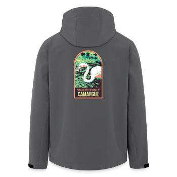 Flamand Rose Camargue : Nature Enchantée - Veste softshell homme en polyester recyclé Stanley/Stella - noir - Dos - AI Model Male 185 light (185cm)