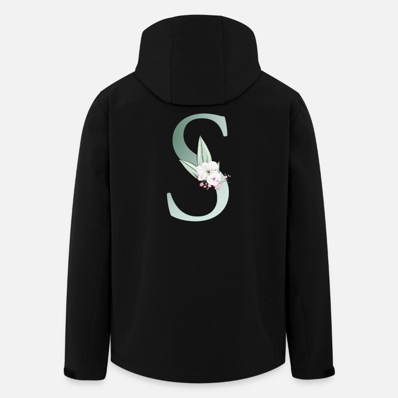 S Monogramm, Floral, personalisierbar - Recycelte Männer Softshell-Jacke von Stanley/Stella - Schwarz